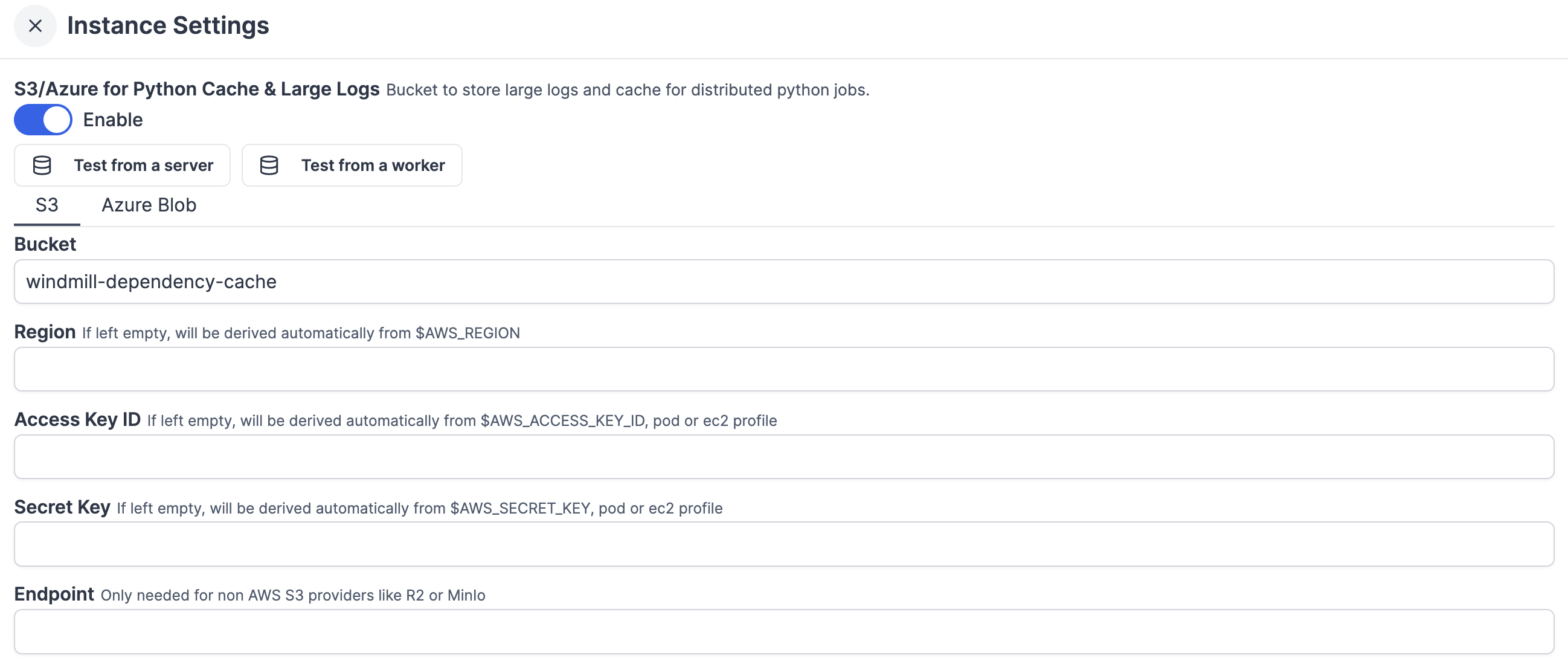 S3/Azure for Python Cache &amp; Large Logs